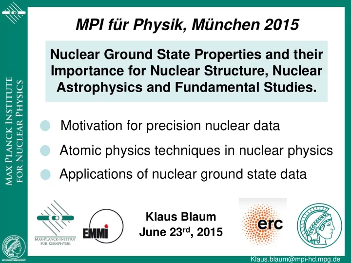 mpi f r physik m nchen 2015