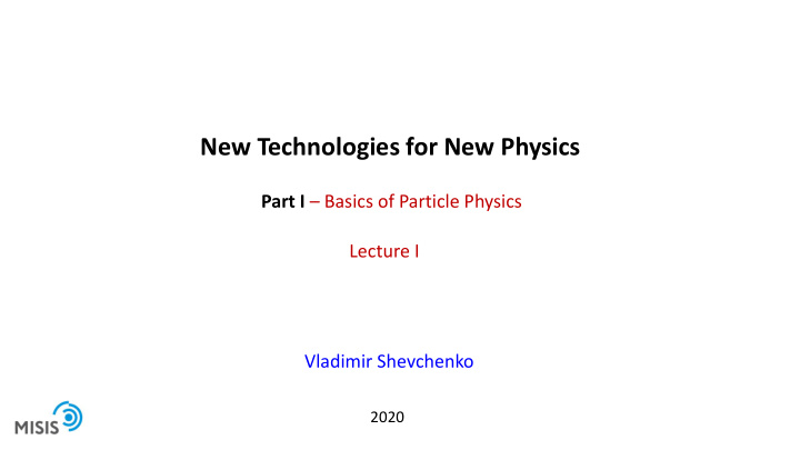 new technologies for new physics