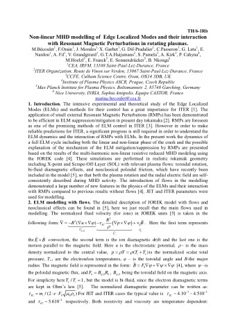 Non - linear MHD modelling of  Edge Localized Modes and their interaction with Resonant Magnetic