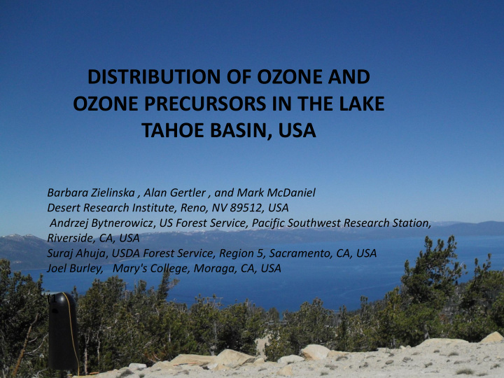 distribution of ozone and ozone precursors in the lake