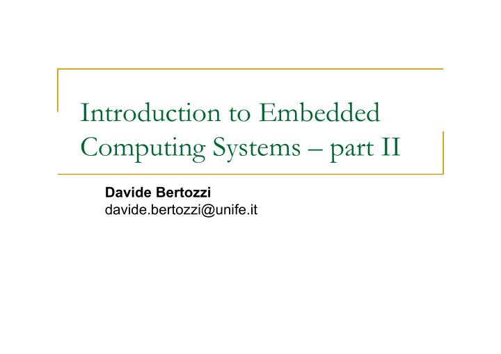 introduction to embedded computing systems part ii