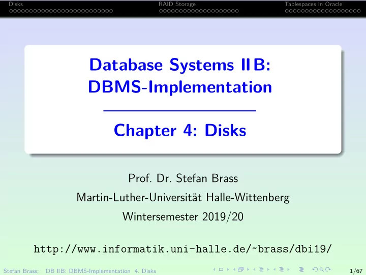 database systems iib dbms implementation chapter 4 disks