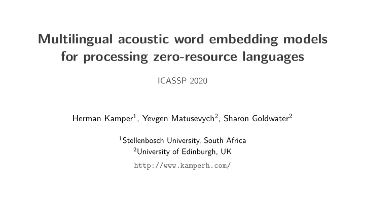 multilingual acoustic word embedding models for