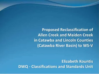 Proposed Reclassification of  Allen Creek and Maiden Creek  in Catawba and Lincoln Counties