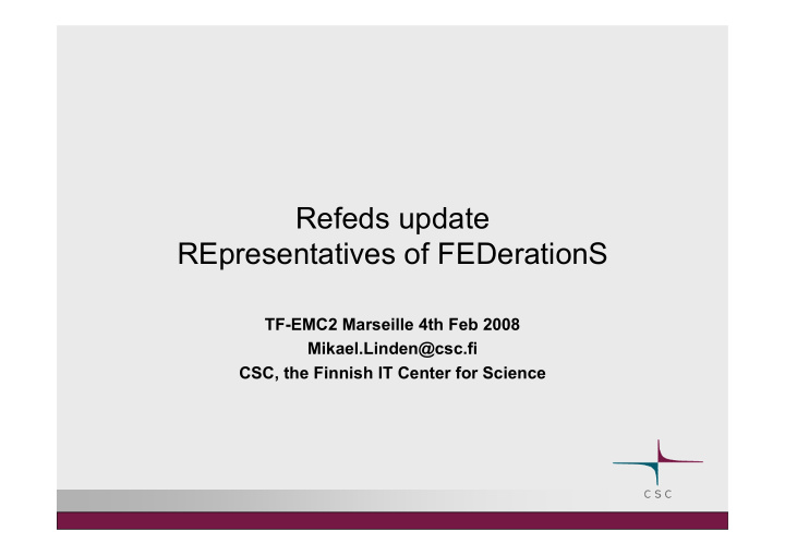 refeds update representatives of federations