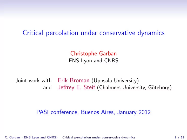 critical percolation under conservative dynamics