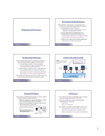 1  Mach Overview  Mach Overview  Mach  Mach  Mach is more general than NT in that objects named by