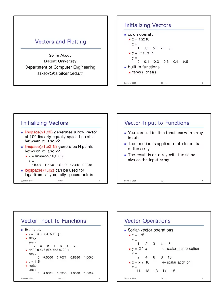 initializing vectors