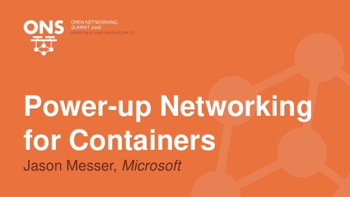 power up networking for containers