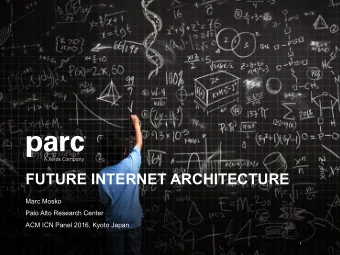 FUTURE INTERNET ARCHITECTURE  Marc Mosko  Palo Alto Research Center  ACM ICN Panel 2016, Kyoto