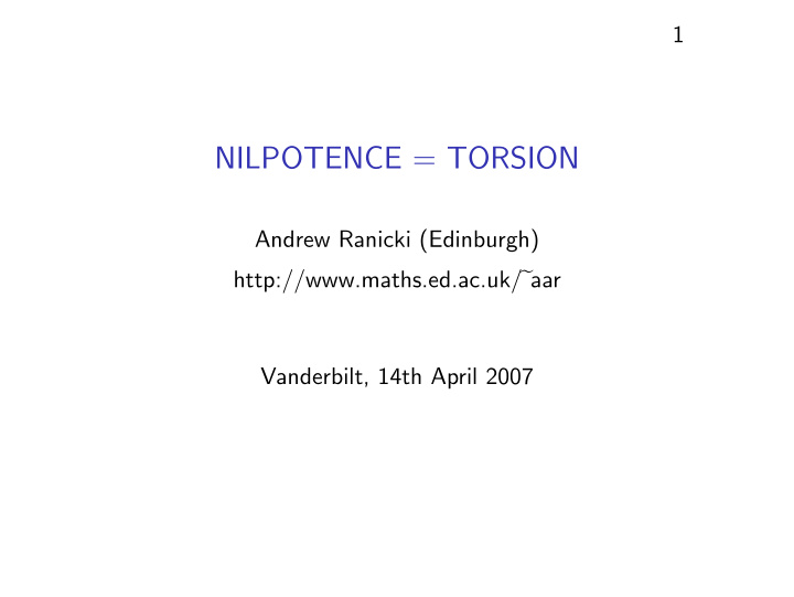 nilpotence torsion