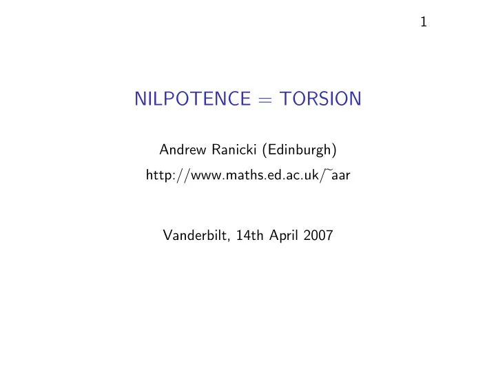 nilpotence torsion