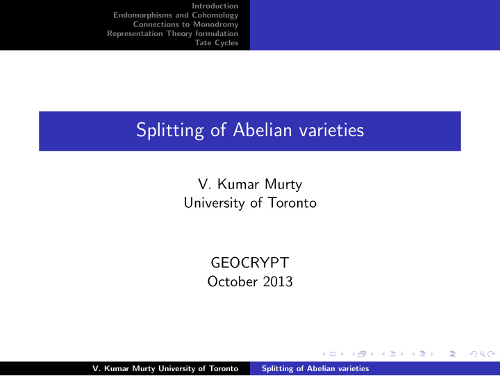 splitting of abelian varieties