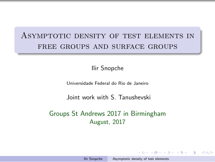 asymptotic density of test elements in free groups and
