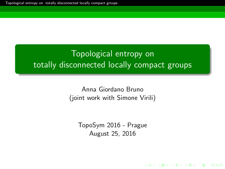 topological entropy on totally disconnected locally