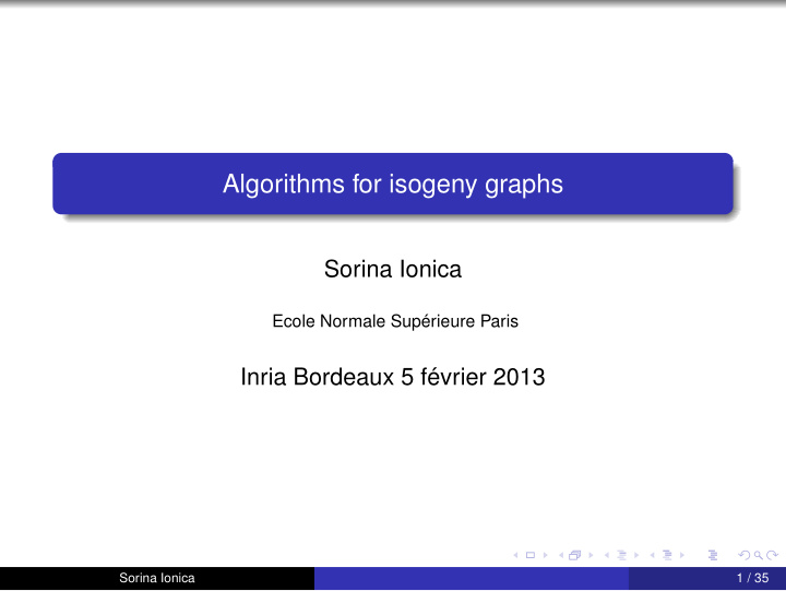 algorithms for isogeny graphs