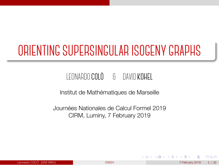 orienting supersingular isogeny graphs