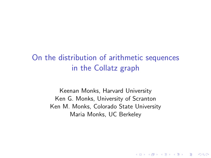 on the distribution of arithmetic sequences in the