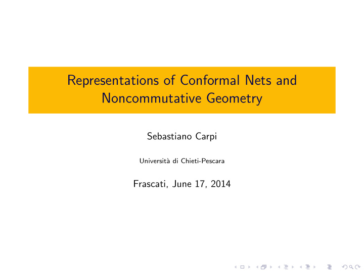 representations of conformal nets and noncommutative