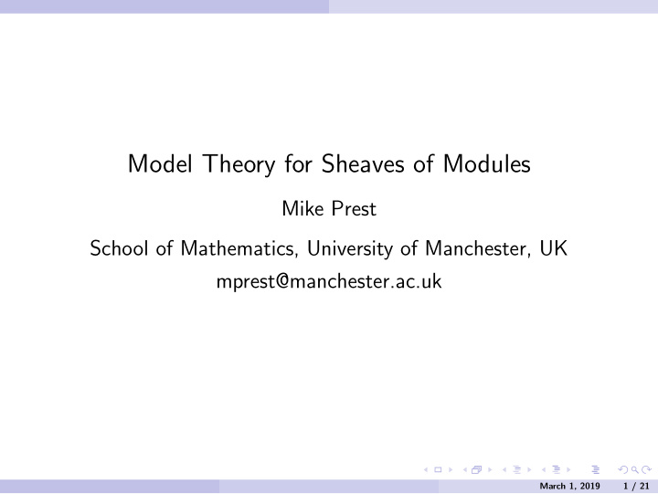 model theory for sheaves of modules