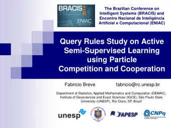 using Particle  Competition and Cooperation  Fabricio Breve  fabricio@rc.unesp.br  Department of