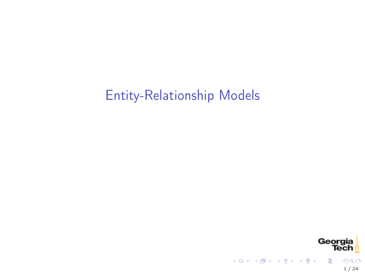 entity relationship models