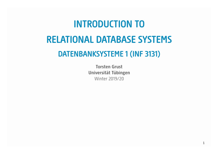 introduction to relational database systems