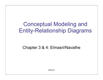 Conceptual Modeling and  Entity-Relationship Diagrams  Chapter 3 &amp; 4: Elmasri/Navathe  3753 X1