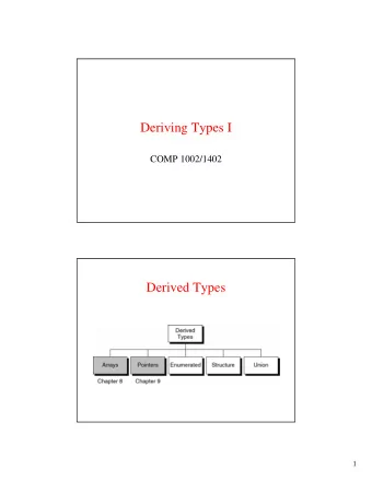 Deriving Types I  COMP 1002/1402  Derived Types  1  The Type Definition  typedef  complex types