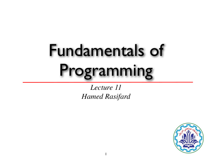 fundamentals of programming
