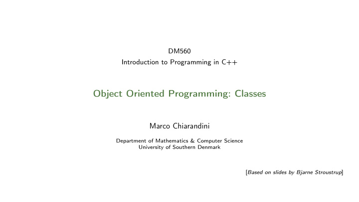 object oriented programming classes