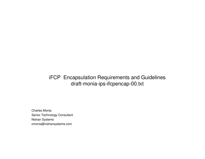 ifcp encapsulation requirements and guidelines draft