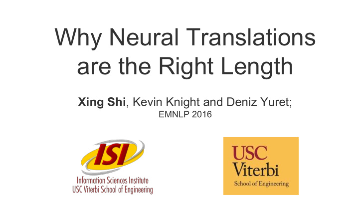 why neural translations are the right length