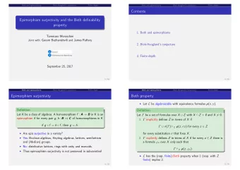 Contents  Epimorphism surjectivity and the Beth definability  property  1. Beth and epimorphisms