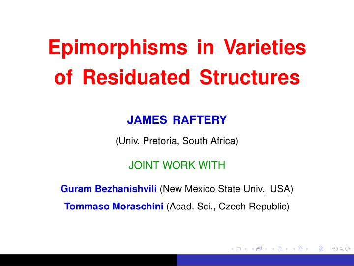 epimorphisms in varieties of residuated structures