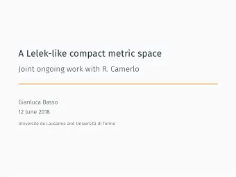 A Lelek-like compact metric space  Joint ongoing work with R. Camerlo  Gianluca Basso  12 June 2018