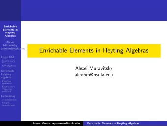 Enrichable Elements in Heyting Algebras  Logic KM  Kuznetsovs  Theorem  KM-algebras  Alexei