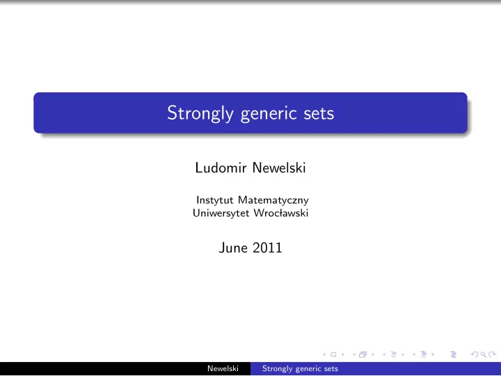 strongly generic sets