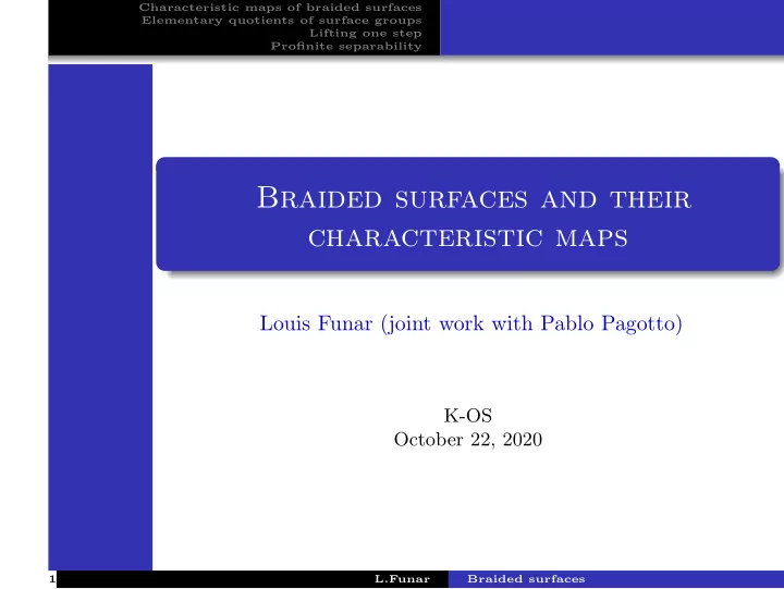 braided surfaces and their characteristic maps