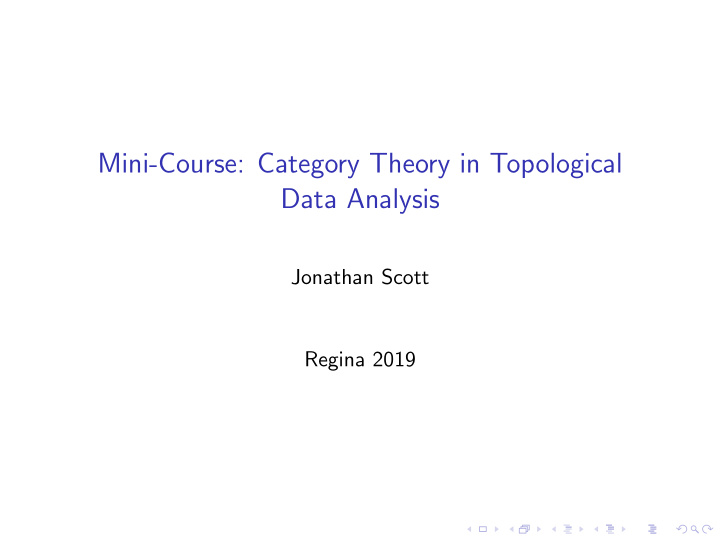 mini course category theory in topological data analysis