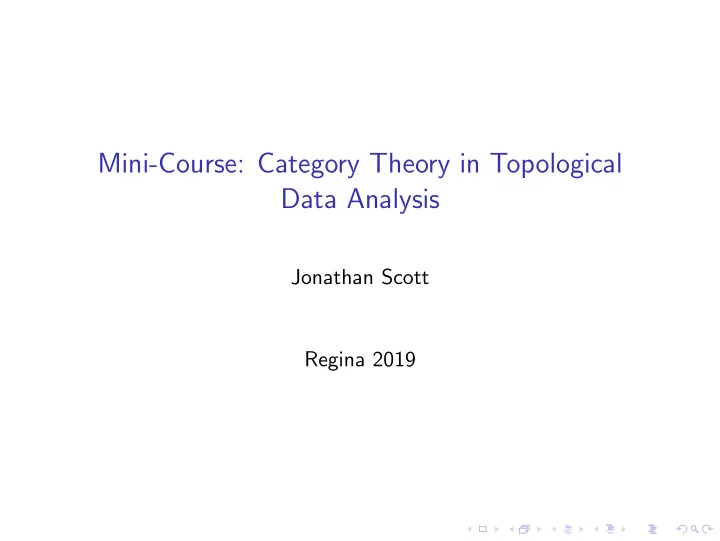 mini course category theory in topological data analysis