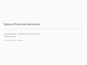 Status of front end electronics  When mezzanine present, JTAG chain is lost ... PROBLEM  When