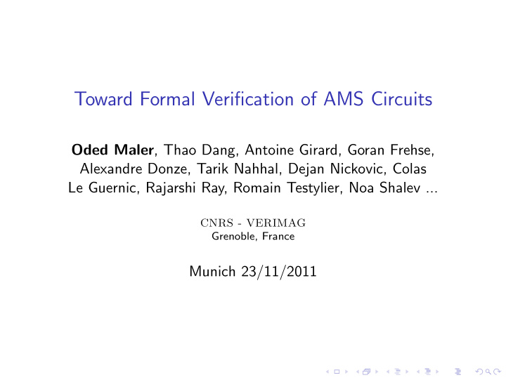toward formal verification of ams circuits
