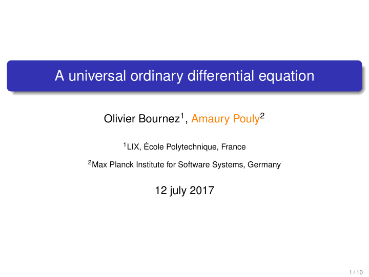 a universal ordinary differential equation