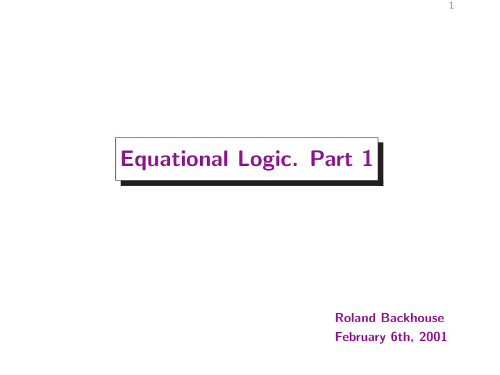 equational logic part 1