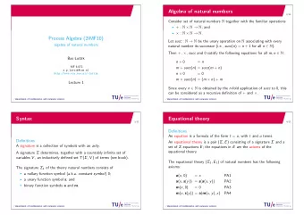Equational theory / department of mathematics and computer science  4/11 A signature is a