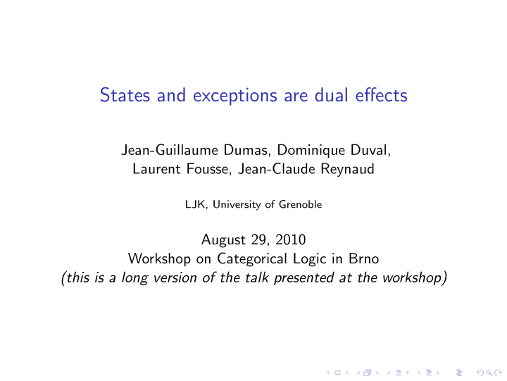 states and exceptions are dual effects