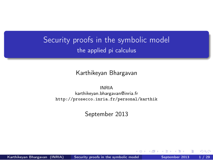 security proofs in the symbolic model