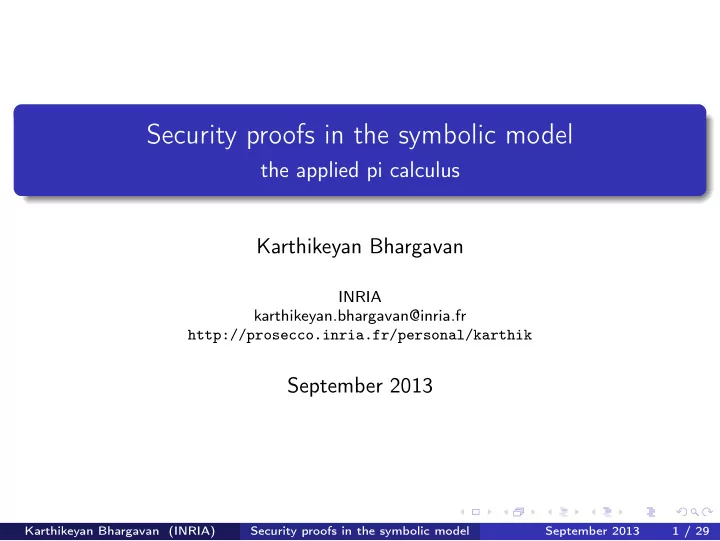 security proofs in the symbolic model