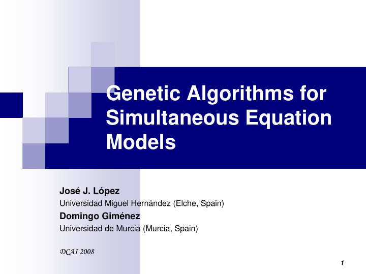 genetic algorithms for simultaneous equation models